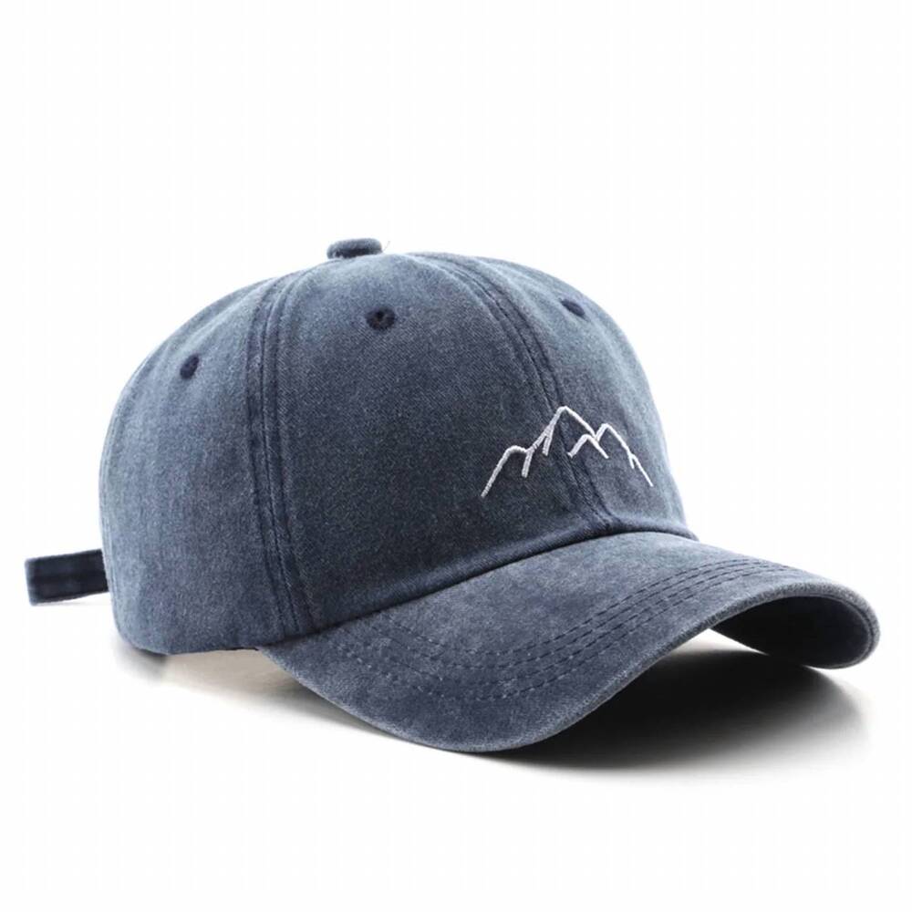 NEW ACCITY women's vintage washed distressed mountain embroidery cap in navy